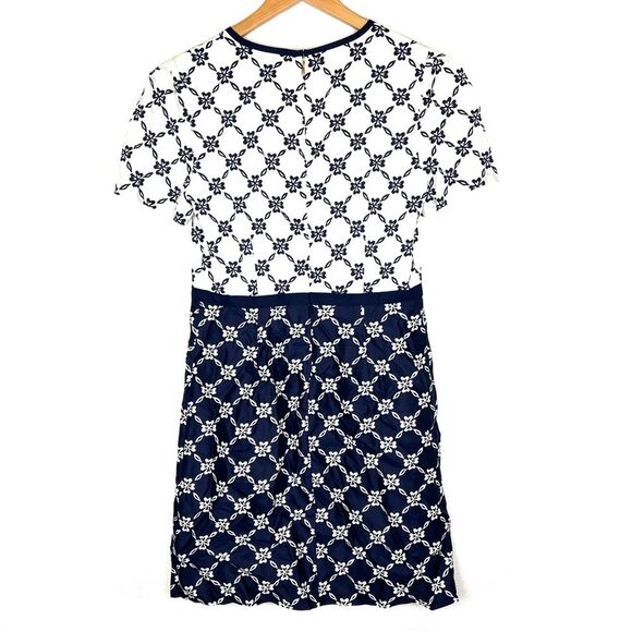 Draper James Navy Ivory Floral Lattice Print Silk Blend Celia Dress size 6 - Picture 4 of 7